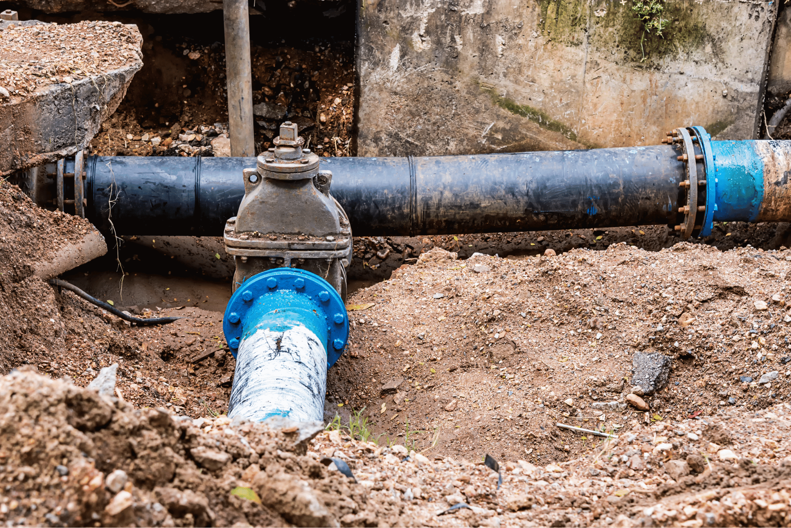Pipes revealed underground.